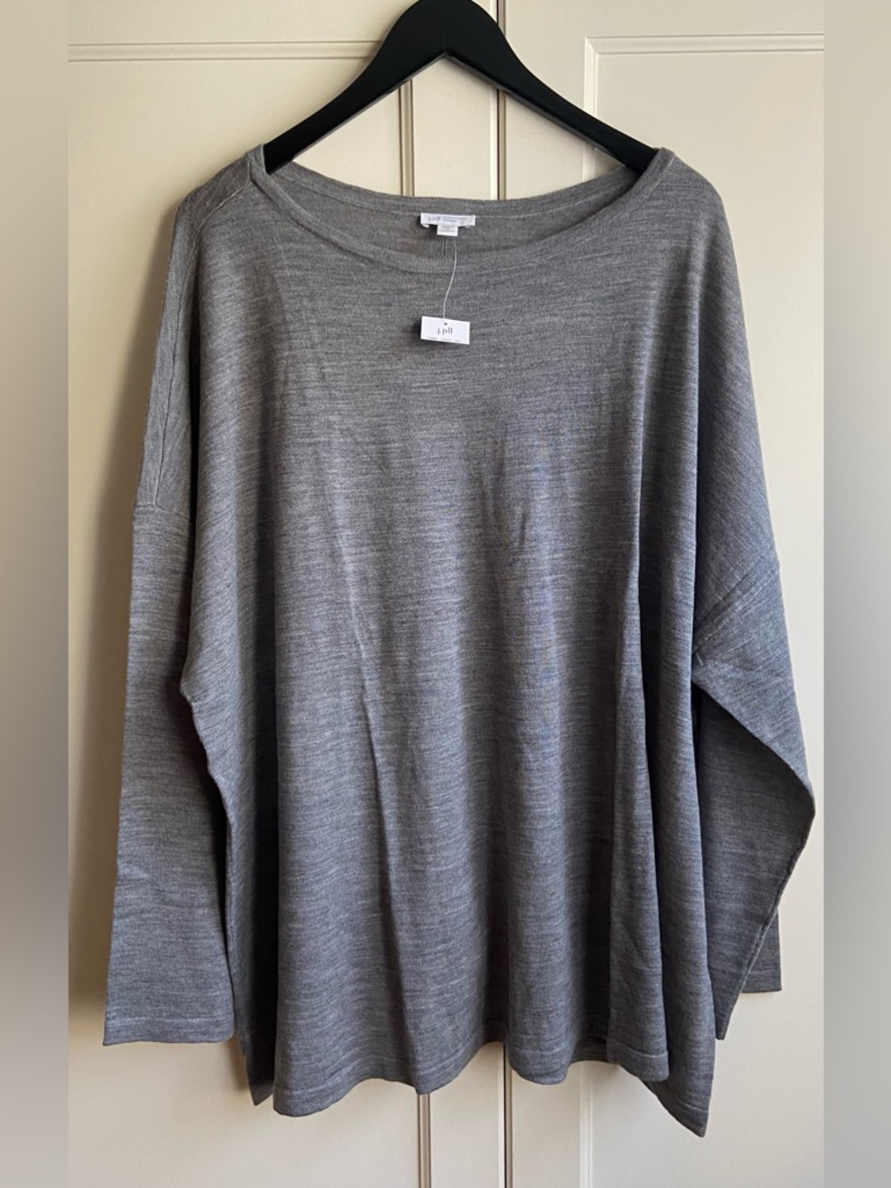 New J.Jill merino wool 4X Grey Lightweight Knit Boatneck Sweater